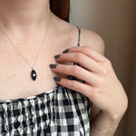 Moody Black Onyx & Old Mine Cut Diamond Necklace