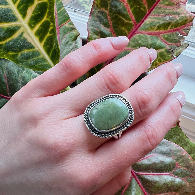 Mossy Green Turquoise & Sterling Silver Ring