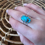 Gorgeous Turquoise & Sterling Ring with Rocker Stamps