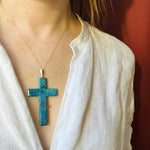 Showstopping Victorian Sodalite Cross with Gold Fittings