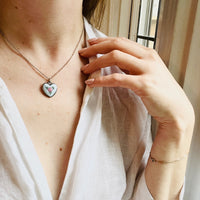 Darling Enameled Rose Sterling Heart Charm