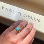 Beautiful Blue Turquoise in Waved Bezel Ring by 720