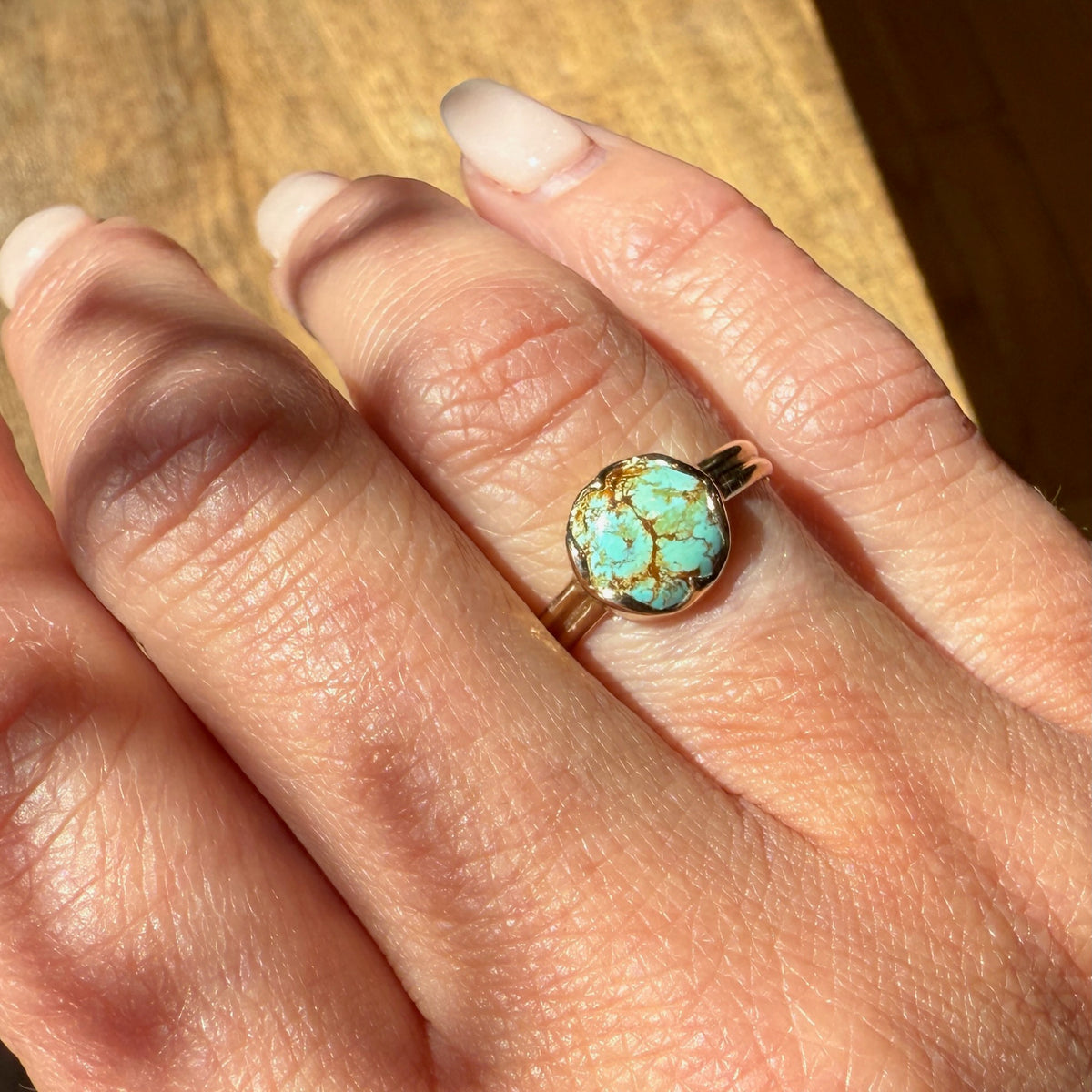 Cool Mint Chip Turquoise in Curvaceous Gold Ring by 720