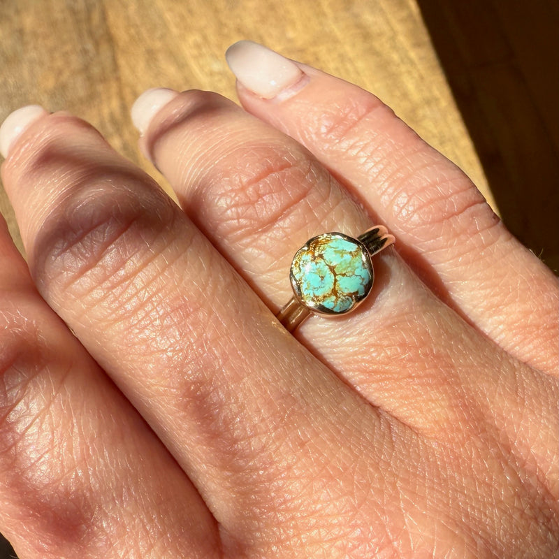 Cool Mint Chip Turquoise in Curvaceous Gold Ring by 720