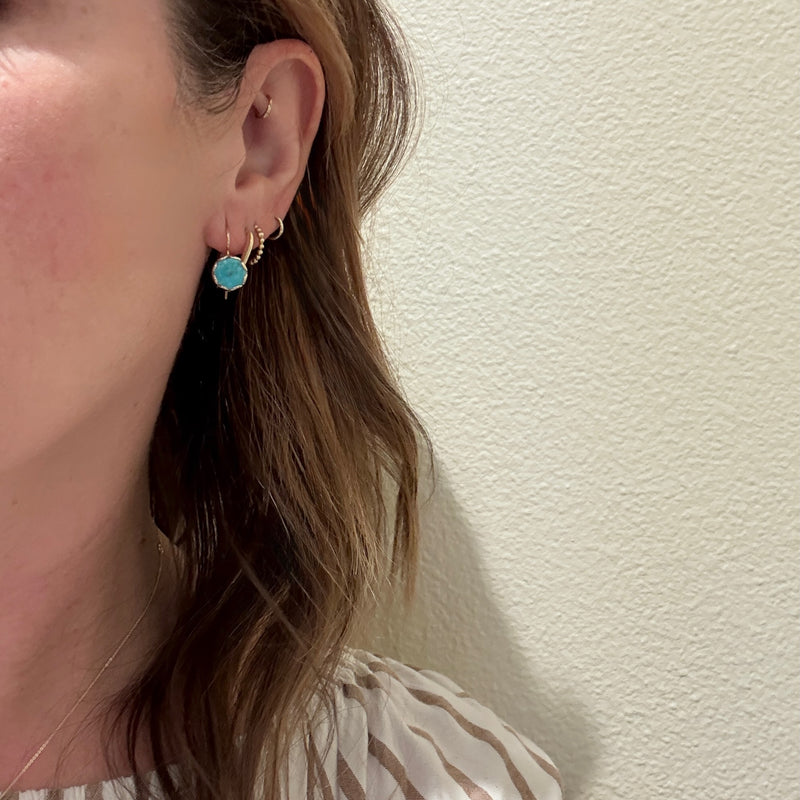 Pretty Turquoise in Gold Scalloped Bezel Earrings by 720