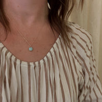 Dainty Pale Green Turquoise & Gold Necklace by 720