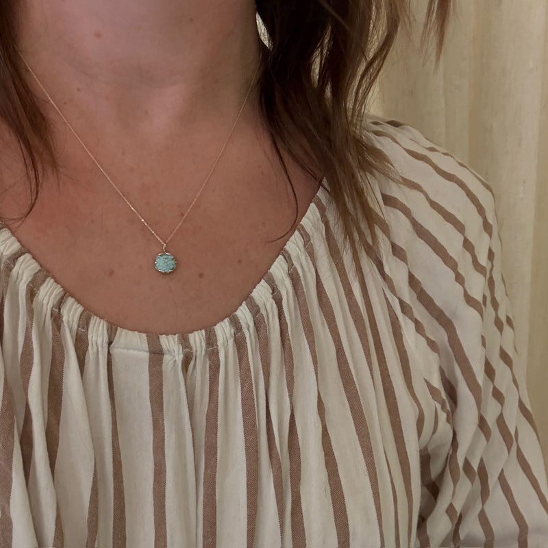Dainty Pale Green Turquoise & Gold Necklace by 720