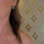 Dreamy Blue Turquoise in Sculpted Gold Earrings by 720