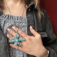 Fantastical Winged Figure Sterling & Turquoise Necklace