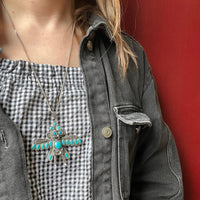 Fantastical Winged Figure Sterling & Turquoise Necklace