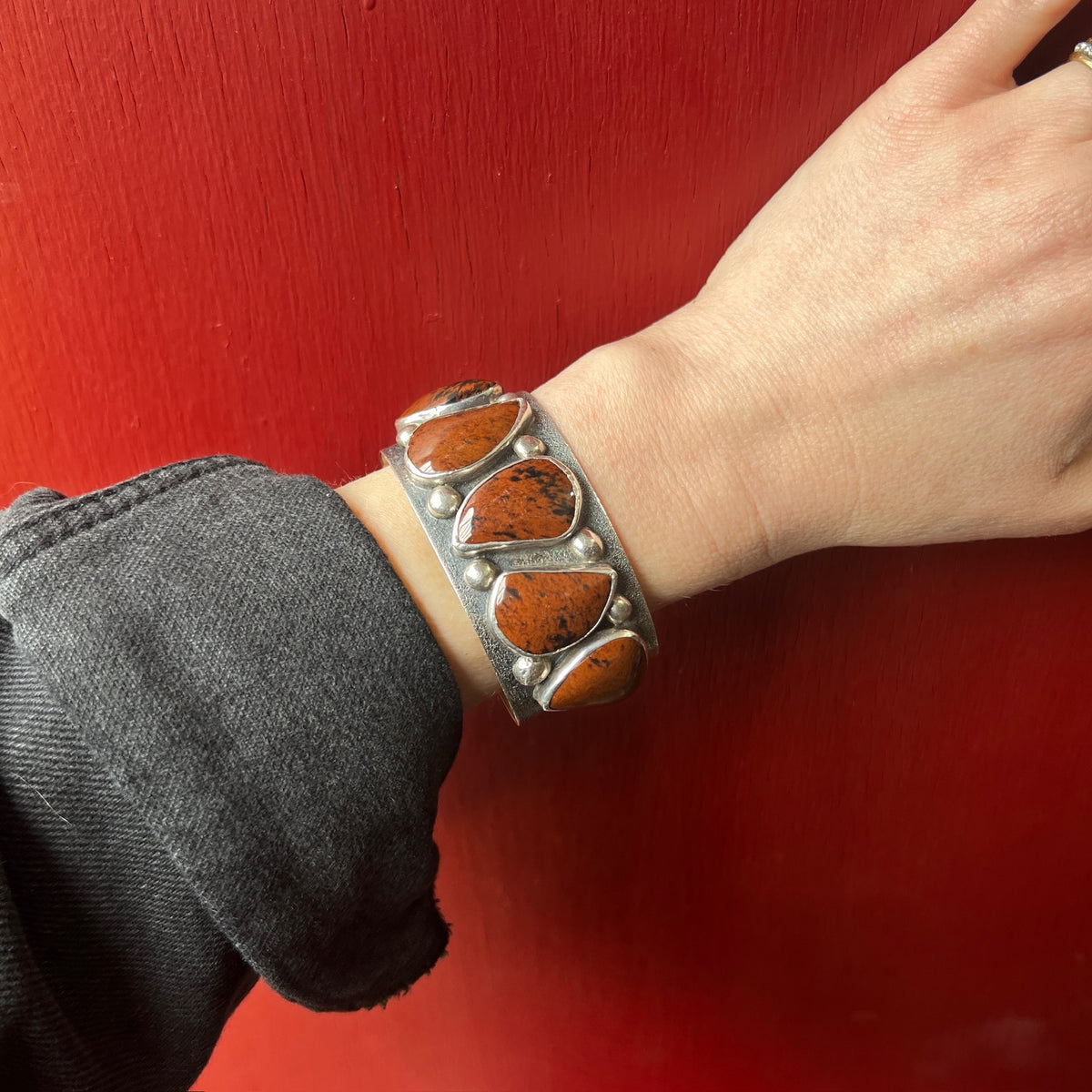 Striking Jasper & Sterling Silver Cuff Bracelet