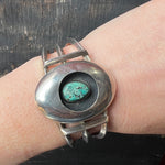 Uncanny Green Turquoise & Sterling Shadowbox Cuff