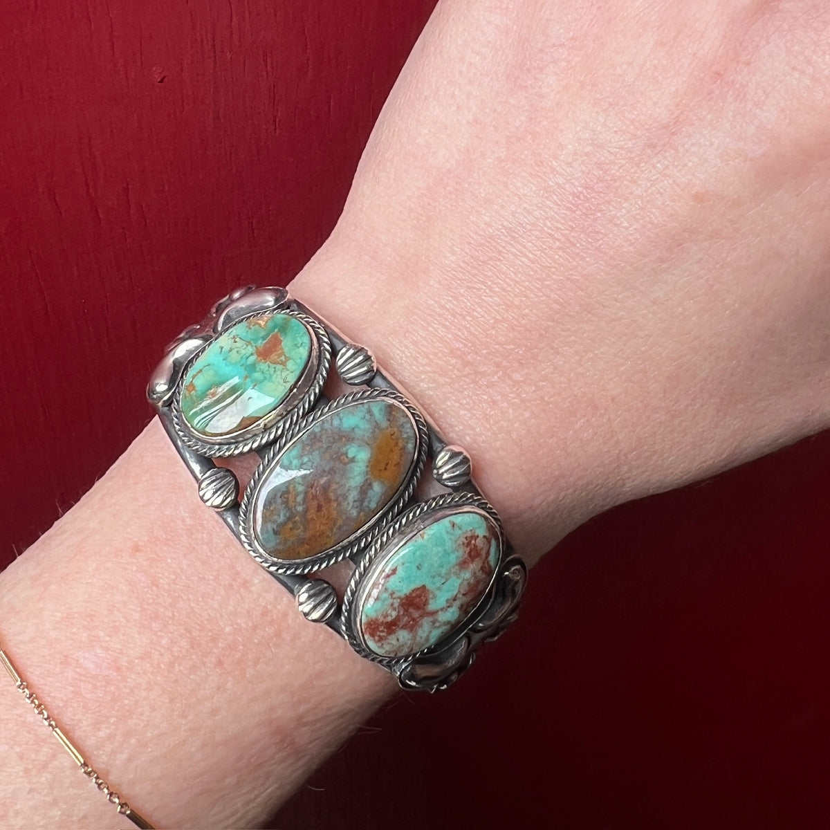 Navajo Royston Turquoise & Sterling Cuff by PJ Begay
