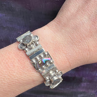 Fresh Floral Sterling & Abalone Inlay Panel Bracelet