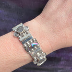 Fresh Floral Sterling & Abalone Inlay Panel Bracelet