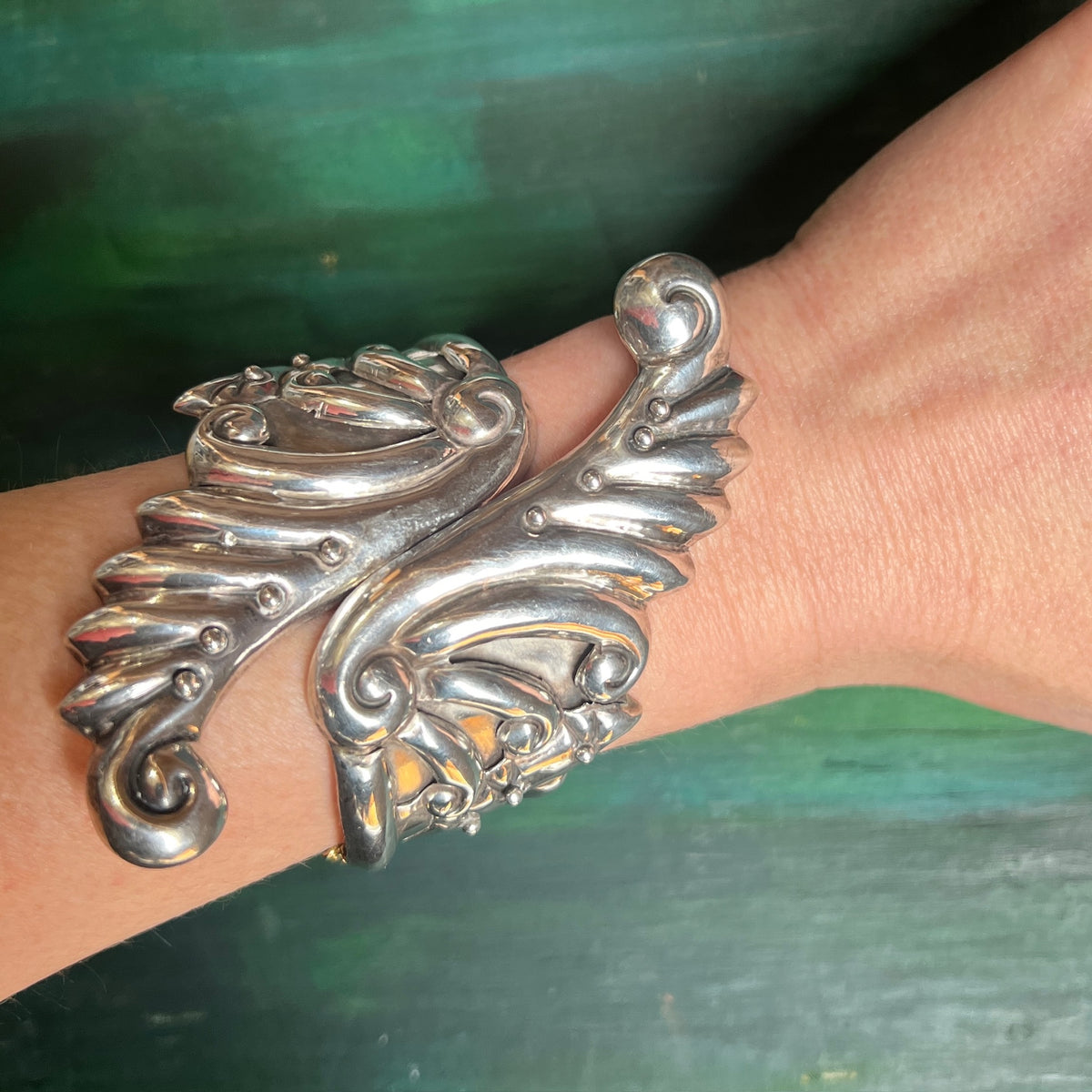 Fabulous Taxco Bat Wing Clamper Bracelet