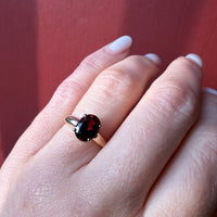 Gorgeous Oval Garnet in Gold Solitaire Ring