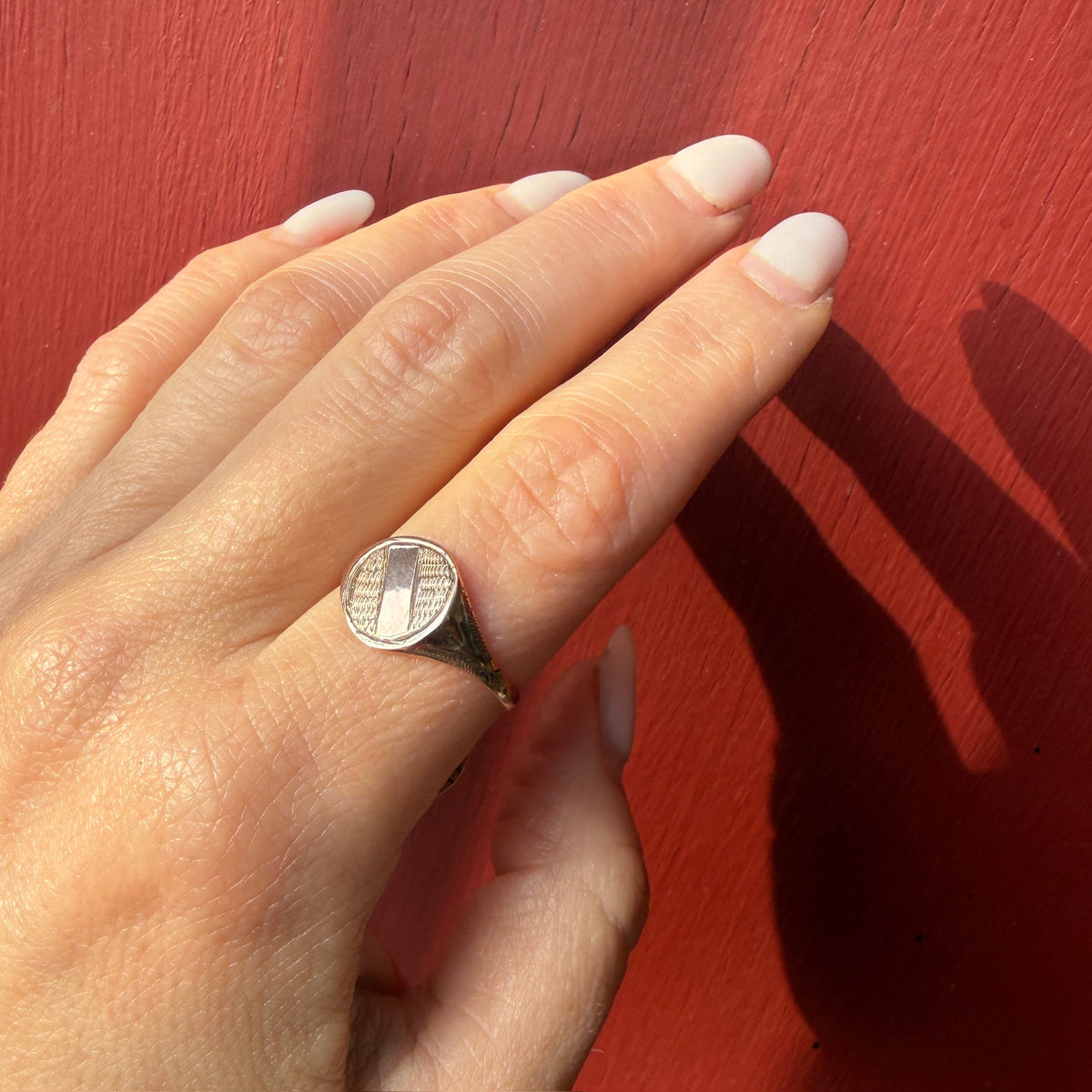 Dapper Victorian 9k Rose Gold Signet Ring