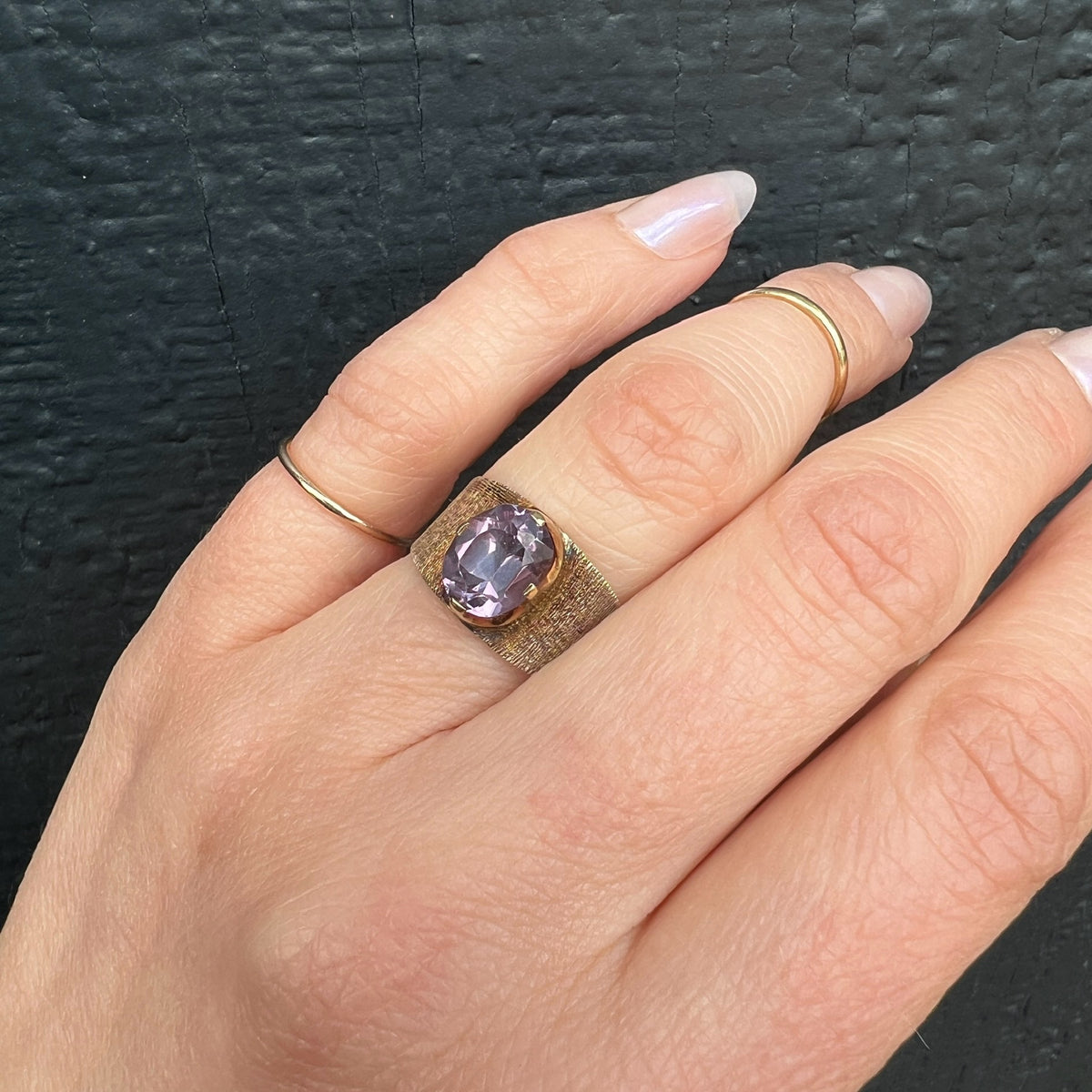 Fun 1960s Color Change Gem Set Gold Band