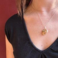 Glossy 14k Gold Heart Locket with Old Euro Cut Diamond
