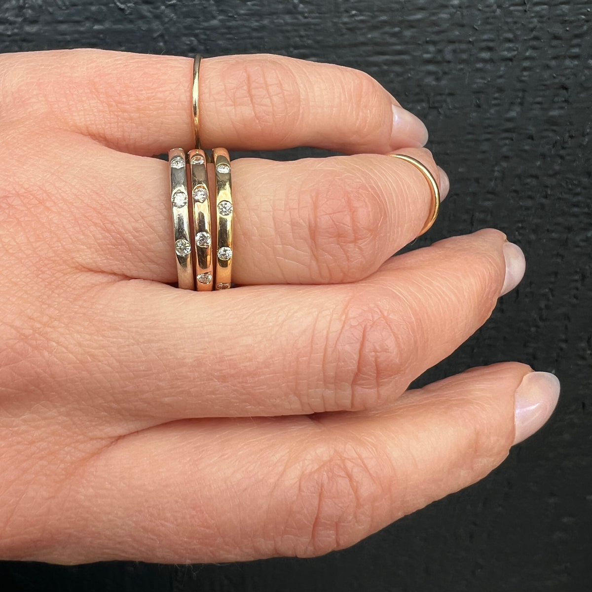 Smooth Gold and Diamond Band
