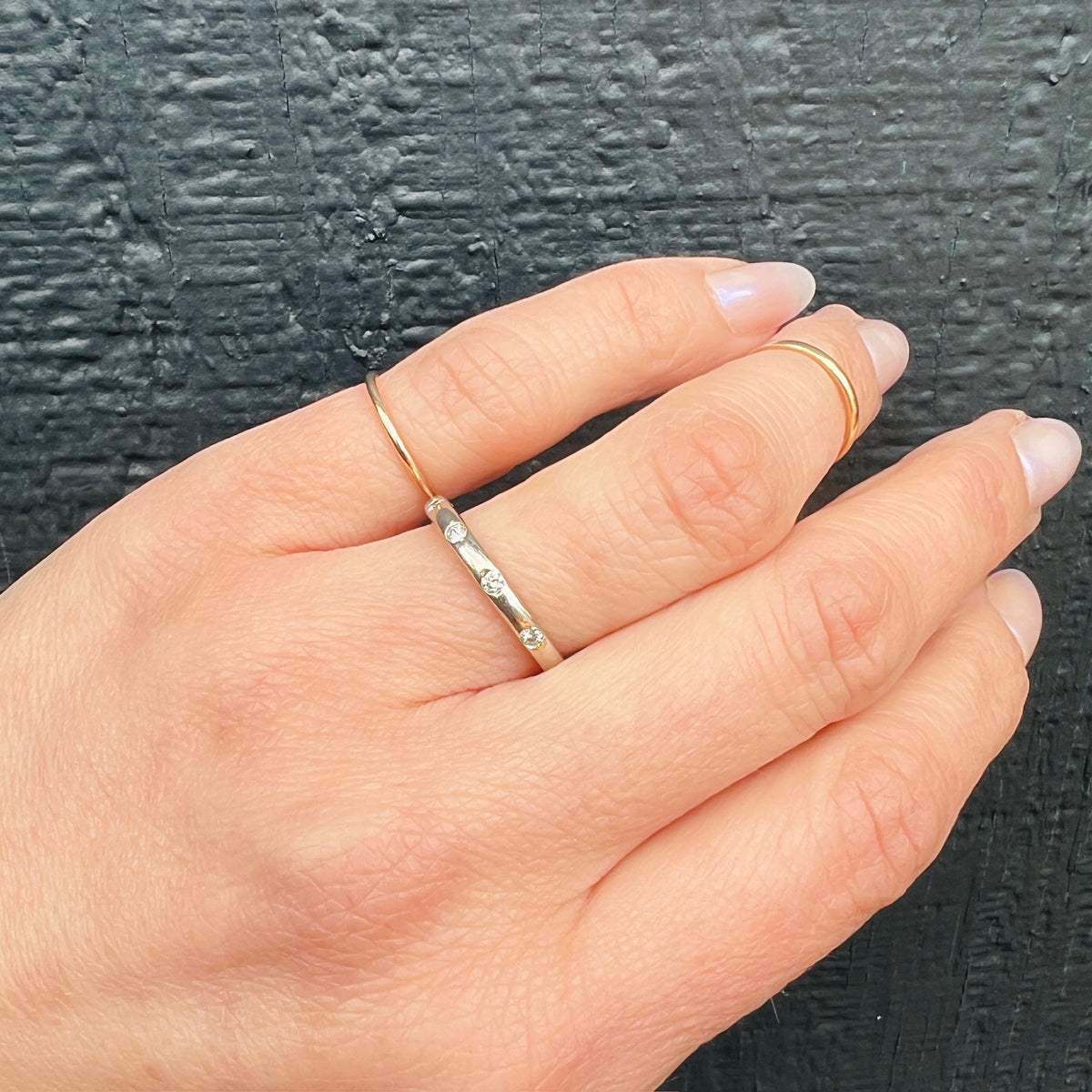 Curved White Gold and Diamond Band