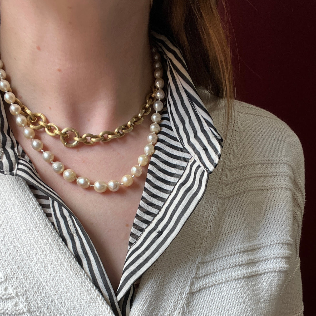 Creamy Semi-Baroque Pearls c.1930