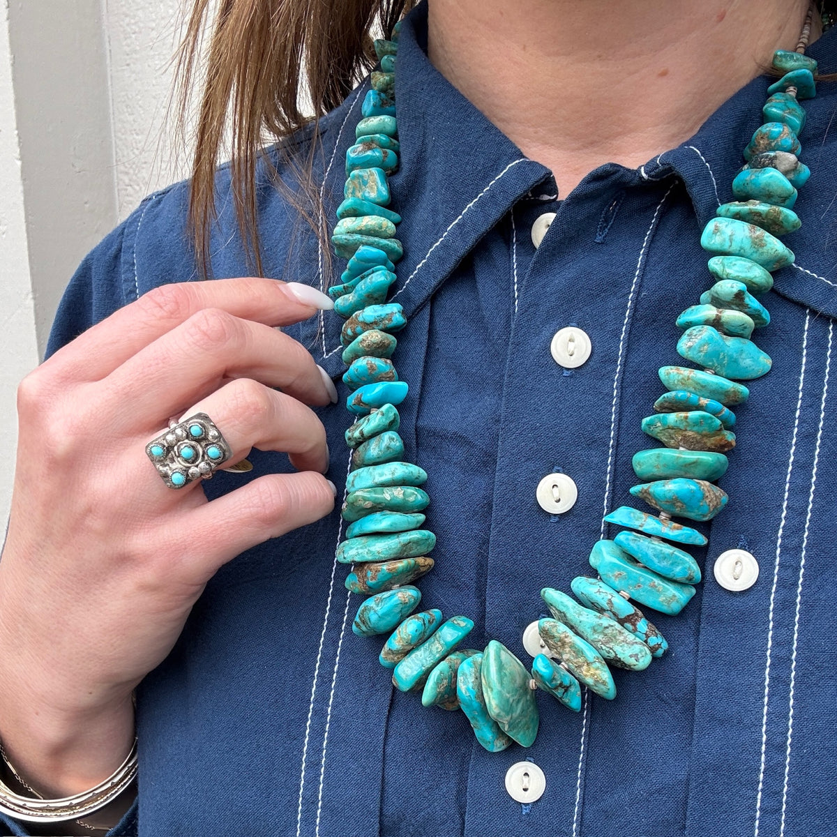 Turquoise Nugget & Heishi Bead Necklace