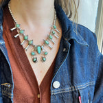 Petite Silver & Turquoise Squash Blossom Necklace