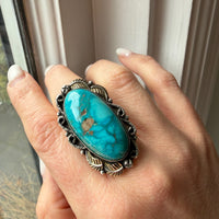 Stunning Turquoise in Sterling & Gold Statement Ring