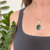 Mexican Sterling Silver & Malachite Inlay Necklace