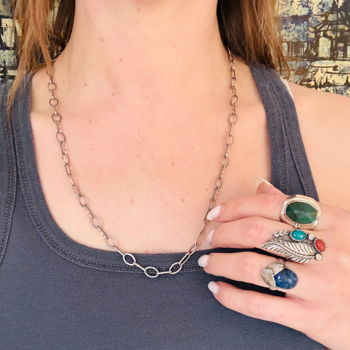 Hand Made Sterling SIlver Oval Link Chain