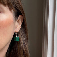 Mexican Malachite & Sterling Silver Cube Earrings