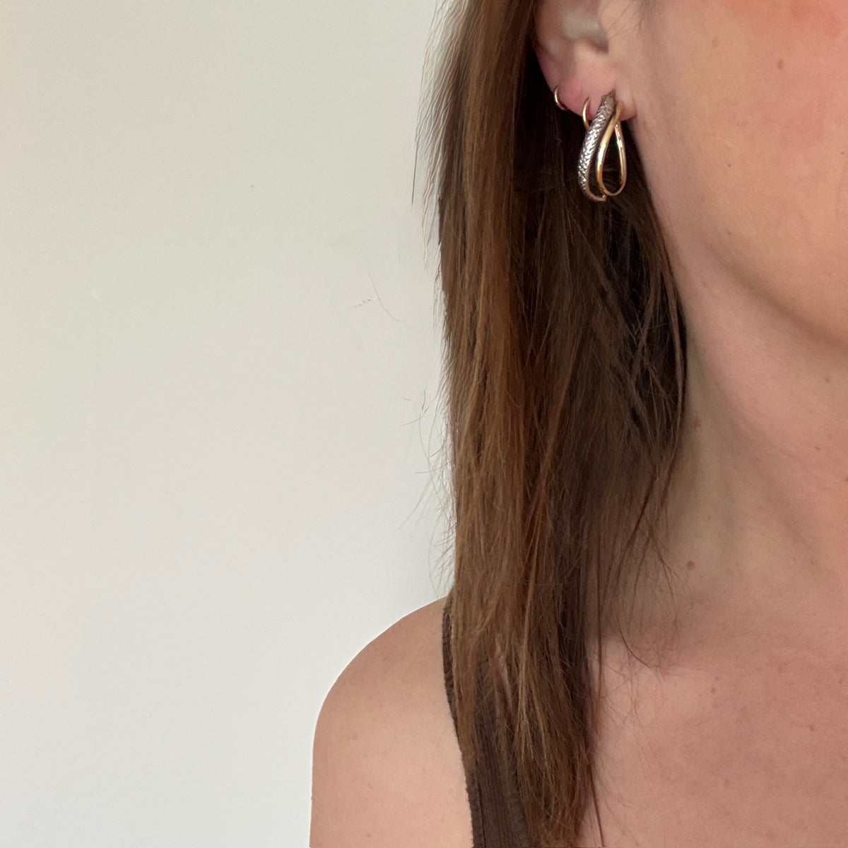 Sassy New Wave Sterling & Gold Hoop Earrings
