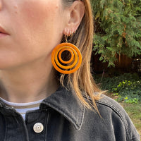Big Bright Orange Bakelite Statement Earrings