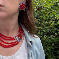 Schiaparelli Blood Red Beads with AB Crystals Set