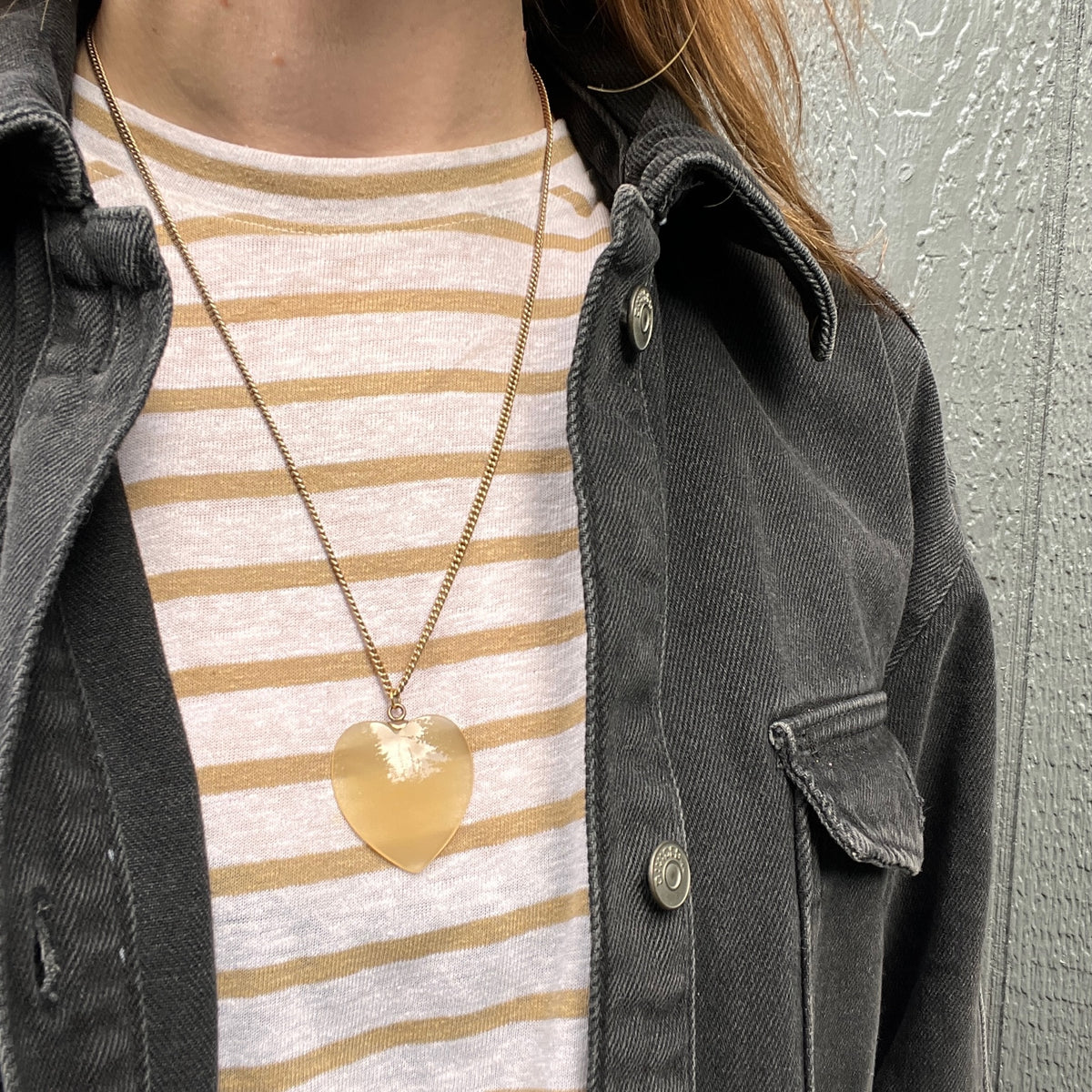 Glowing Agate Heart on Curb Chain Necklace