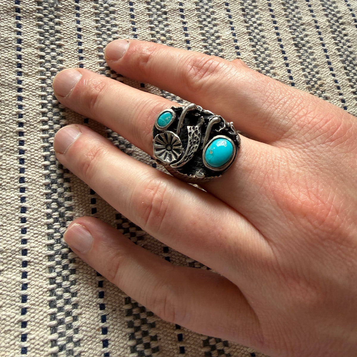 Fantastical Silver & Turquoise Signet Ring