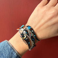 Vibrant Inlaid Bird Cuff Bracelet by R & R Glodove