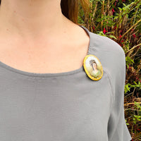Brunette Beauty Miniature on Porcelain Brooch
