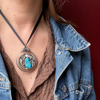 Turquoise & Coral Navajo Spinner Pendant