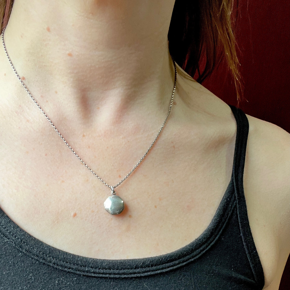 Adorable Petite Puffy Octagon Sterling Locket