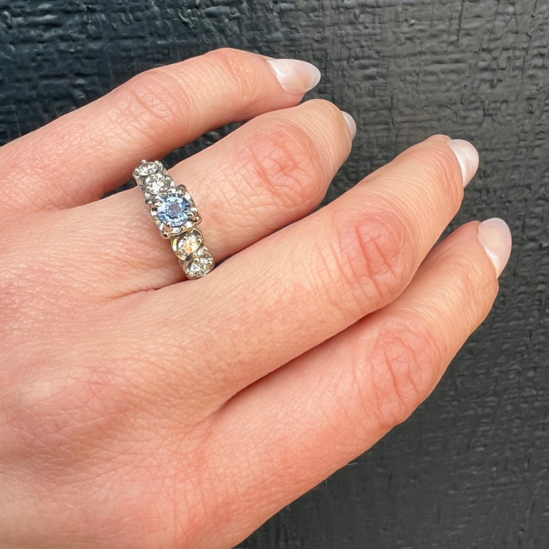 Cornflower Blue Sapphire & Diamond Engagement Ring