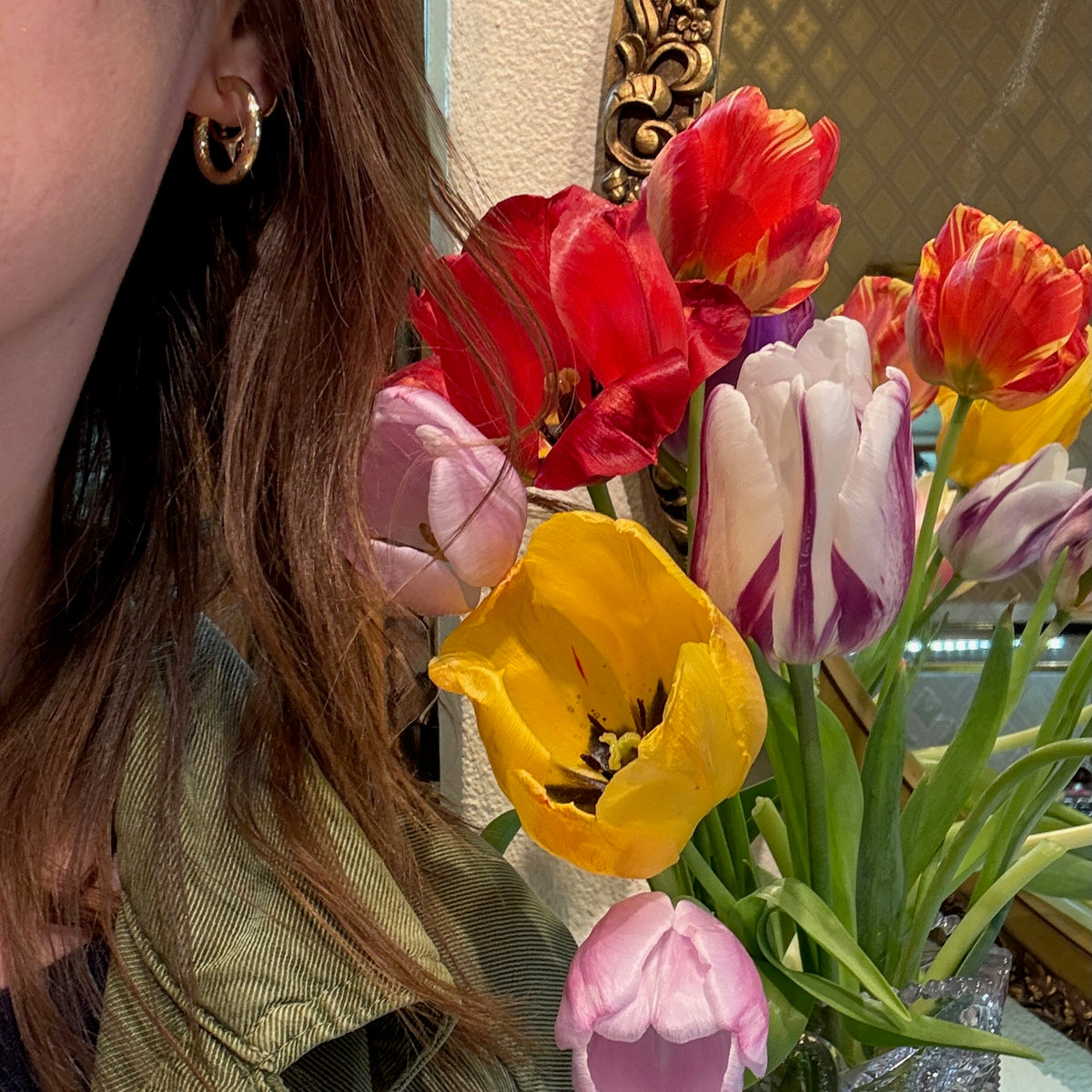 Faceted 10k Gold 20.4mm Hoop Earrings