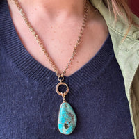 Stunning Natural Turquoise & 14k Gold Pendant