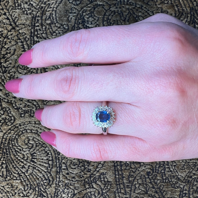 Oval-Cut Sapphire & Diamonds in Platinum Ballerina Ring