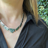 Pre-Columbian Motif Choker in Sterling & Malachite