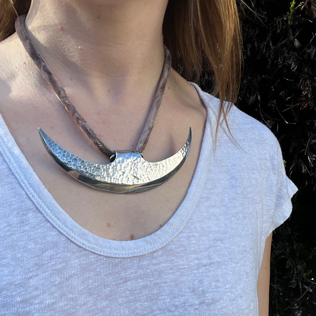 Modernist Silver Blade Necklace by Antonio Pineda