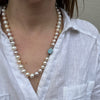 Pastel Pearls on Blue Silk with Opal Clasp