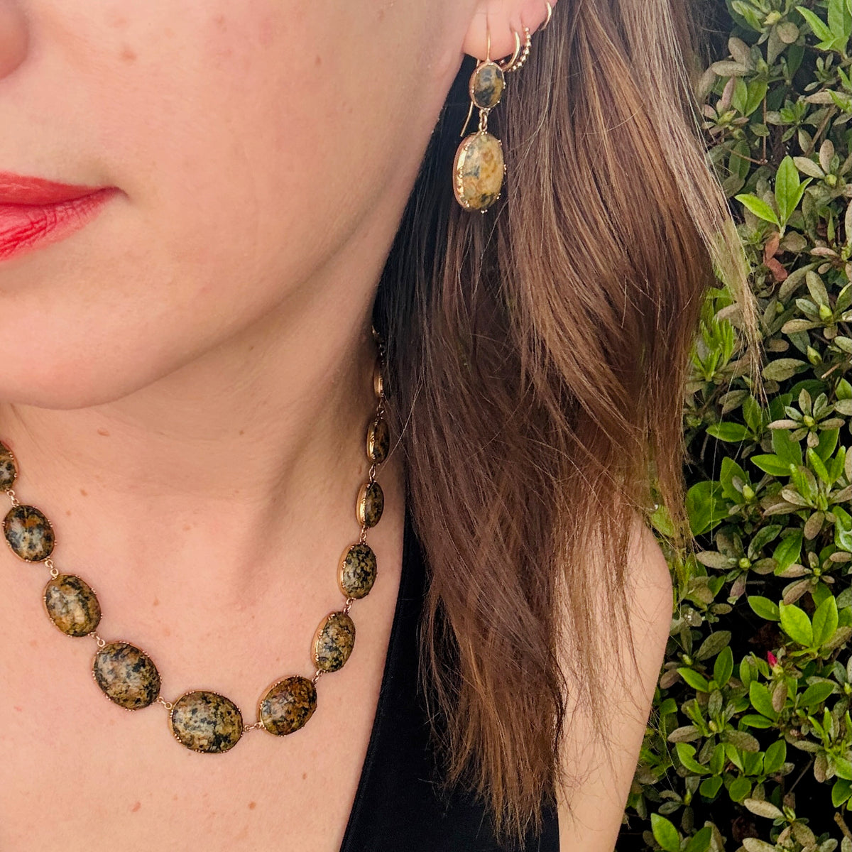 Georgian Jasper Necklace, Bracelet & Earring Suite